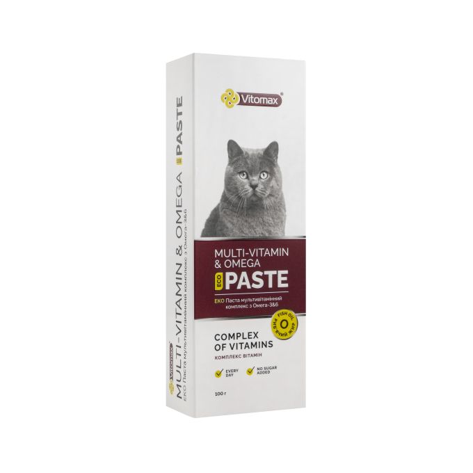 ЭКО ПАСТА Vitomax мультивитаминный комплекс из Омега-3&6 для котов (100 г)