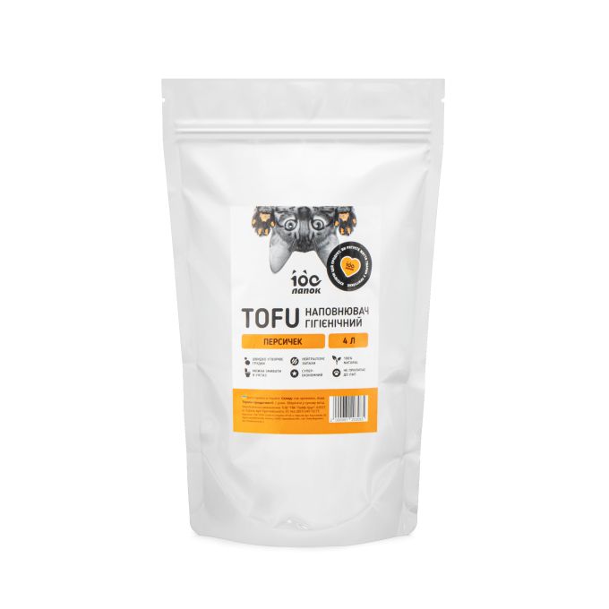Наполнитель гигиенический TOFU ТМ 100 Лапок с ароматом «Персичек», 4Л